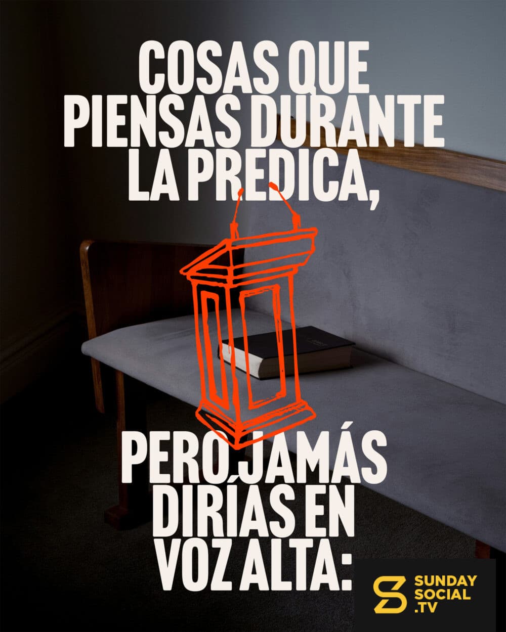 Cosas que piensas durante la prédica, pero jamás dirías en voz alta:1. A ver, ¿quién le contó al pastor por lo que estoy pasando?2. ¿Esa ilustración es por mí?3. Tengo que escribirle a ______ cuando termine esto.4. Está bien, Dios. Ya te escuché.