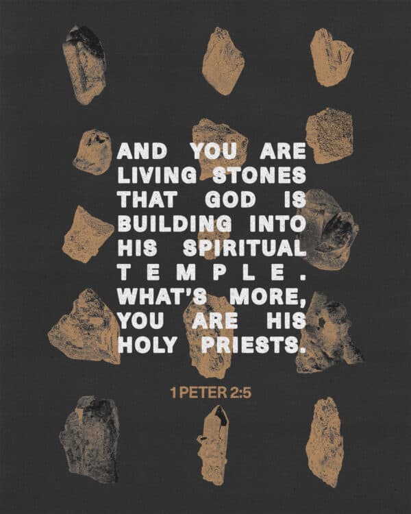 "And you are living stones that God is building into his spiritual temple. What’s more, you are his holy priests." - 1 Peter 2:5