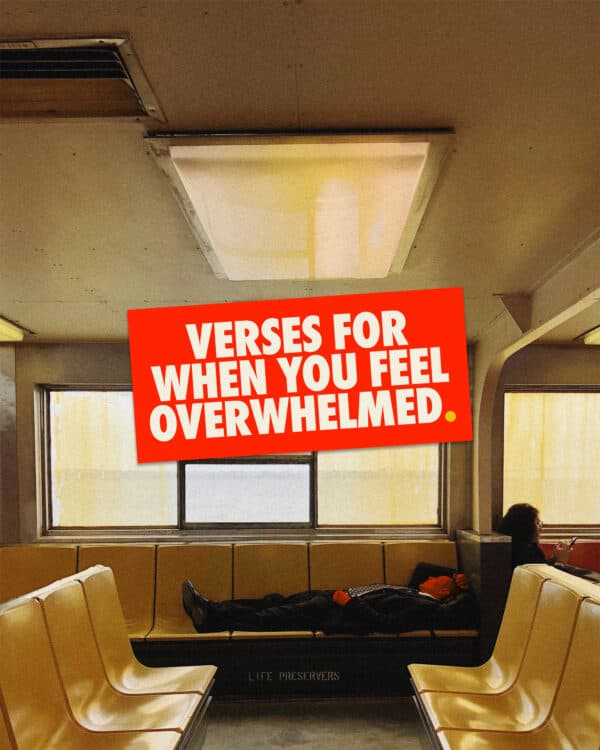 Verses for when you feel overwhelmed.  1. “When my heart is overwhelmed, lead me to the rock that is higher than I.” - Psalm 61:2  2. “Come to me, all who are weary and burdened, and I will give you rest.” - Matthew 11:28  3. “Do not fear, for I am with you… I will strengthen you and help you.” - Isaiah 41:10  4. “Do not be anxious about anything…and the peace of God…will guard your hearts and minds.” - Philippians 4:6–7  5. “Cast your cares on the Lord and He will sustain you.” - Psalm 55:22  6. “My grace is sufficient for you, for my power is made perfect in weakness.” - 2 Corinthians 12:9  7. “Peace I leave with you; my peace I give you… Do not let your hearts be troubled.” - John 14:27