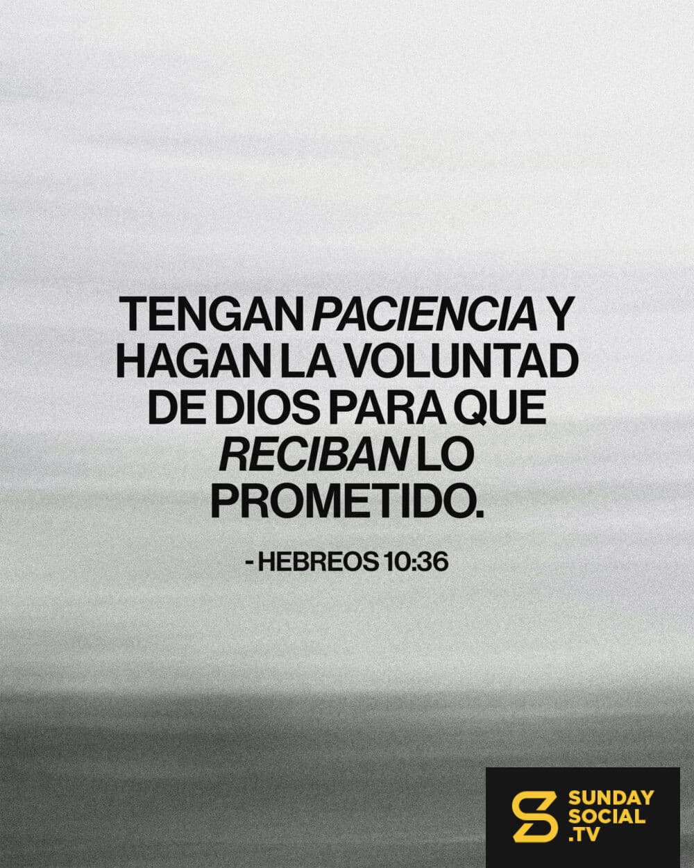 Tengan paciencia y hagan la voluntad de Dios para que reciban lo prometido. Hebreos 10:36
