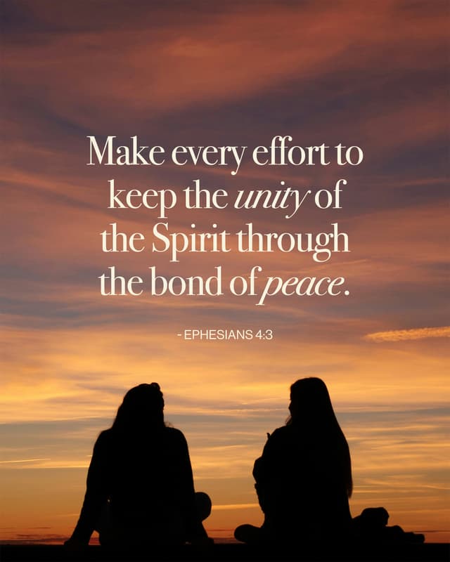 Make every effort to keep the unity of the Spirit through the bond of peace. - Ephesians 4:3