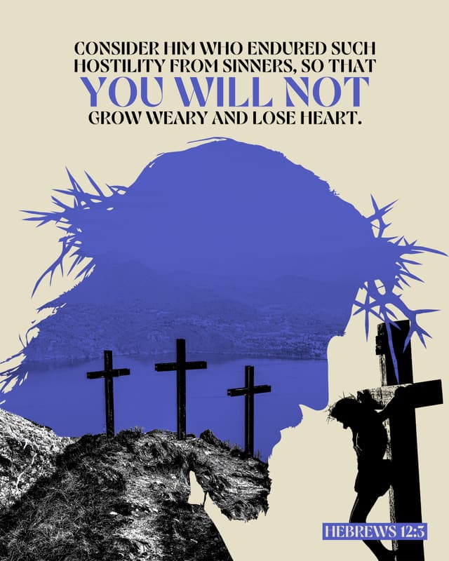 Consider Him who endured such hostility from sinners, so that you will not grow weary and lose heart. - Hebrews 12:3