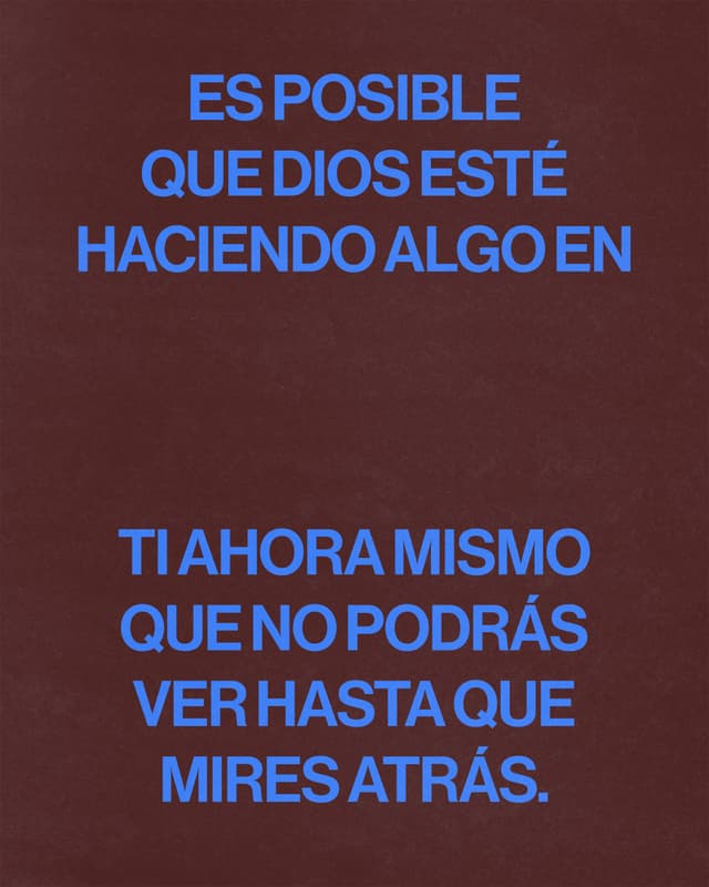 Es posible que Dios esté haciendo algo en ti ahora mismo que no podrás ver hasta que mires atrás.
1. El desierto nunca parece preparación cuando tú eres el que está vagando por el desierto. Solo parece desierto.
2. José no sabía que el pozo era parte de la historia. Solo sabía que sus hermanos lo habían echado en un pozo. El significado llegó mucho después.
3. Las cosas que más te están formando casi nunca son las que se sienten importantes en el momento. Es la fidelidad silenciosa. La pequeña obediencia.
4. Un día mirarás atrás a esta temporada y verás la mano de Dios con tanta claridad que te quitará el aliento, pero eso es después.
5. El que comenzó en ustedes la buena obra, la perfeccionará hasta el día de Jesucristo. - Filipenses 1:6