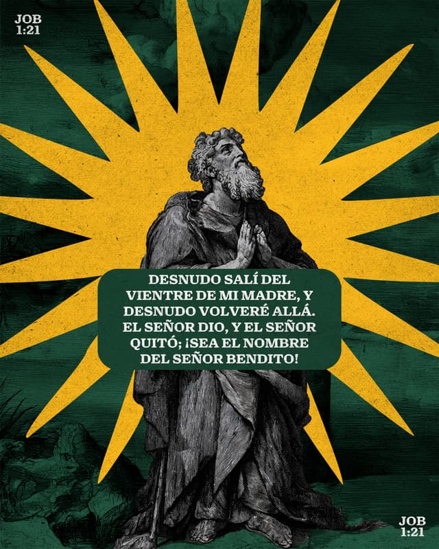 Desnudo salí del vientre de mi madre, y desnudo volveré allá. El Señor dio, y el Señor quitó; ¡sea el nombre del Señor bendito! - Job 1:21